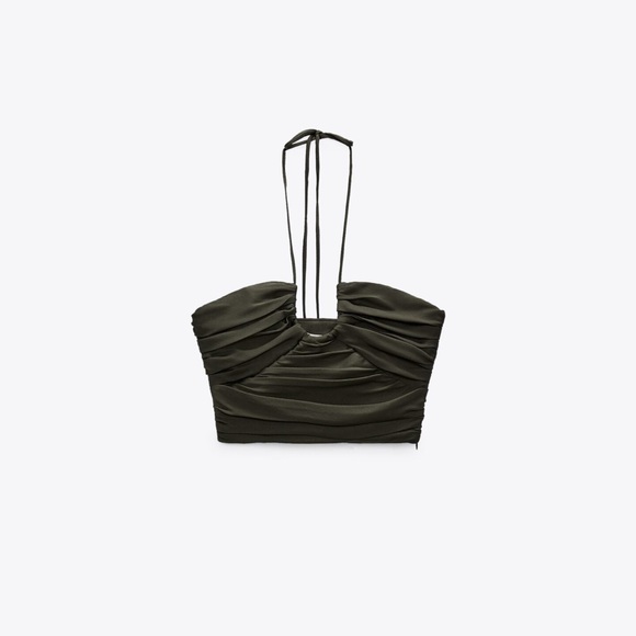 Zara satin effect draped halter - Picture 2 of 7